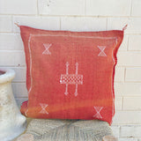 Faded Crimson with White Cactus Silk Cushion