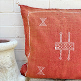 Faded Crimson with White Cactus Silk Cushion