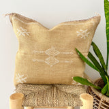 Sandy Beige With White Cactus Silk Cushion