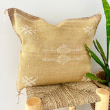 Sandy Beige With White Cactus Silk Cushion