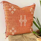 Dark Rust with White Cactus Silk Cushion