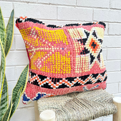 Coral With Star Vintage Berber Pillow