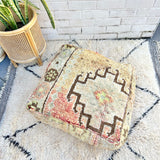Faded Rust and Pale Yellow Moroccan Floor Cushion