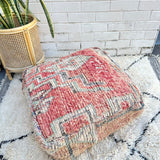 Coral Pink and Pale Blue Moroccan Floor Cushion