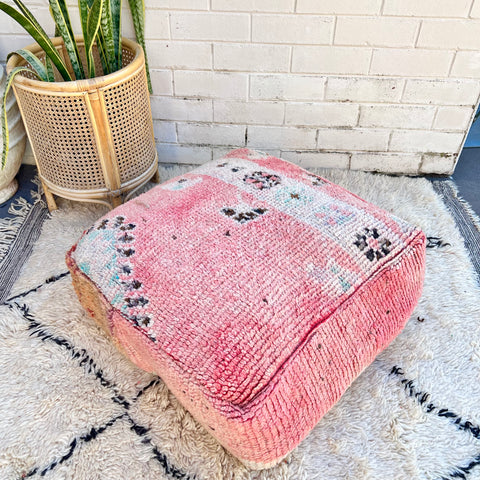 Coral Pink Moroccan Floor Cushion