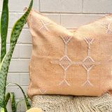 Apricot With Pink Cactus Silk Cushion