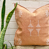 Rust With White Cactus Silk Cushion