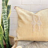 Golden Sand With White and Pink Cactus Silk Cushion