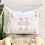 Oat White with Gold and Blue Cactus Silk Cushion