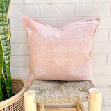 Pink With White Cactus Silk Cushion