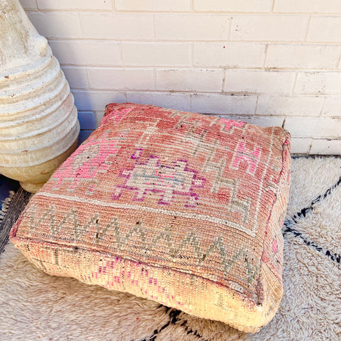 Faded Coral and Pink Moroccan Floor Cushion