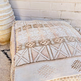 Oat White and Brown Moroccan Floor Cushion