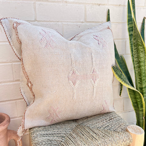 Stone with Rust and Pink Cactus Silk Cushion