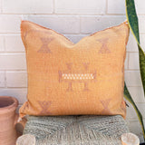 Apricot with White and Faded Purple Cactus Silk Cushion