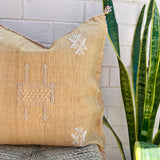 Golden Sand with White and Grey Cactus Silk Cushion