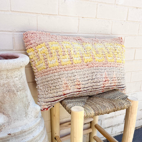 Faded Pink and Yellow Vintage Berber Pillow