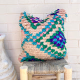 Peach and Blue Vintage Berber Pillow