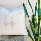 Oat White with Pink and Blue Cactus Silk Cushion