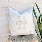 Oat White with Grey Cactus Silk Cushion