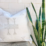 Oat White with Grey Cactus Silk Cushion