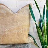 Golden Sand with White and Blue Cactus Silk Cushion
