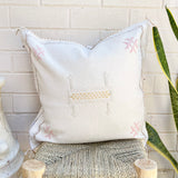 Oat White with Pink and Yellow Cactus Silk Cushion