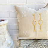 Limestone With White and Yellow Cactus Silk Cushion