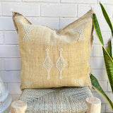 Golden Sand With White and Blue Cactus Silk Cushion