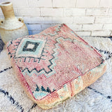 Coral and Blue Moroccan Floor Cushion