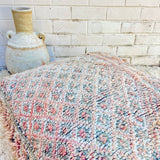 Pale Pink and Blue Moroccan Floor Cushion