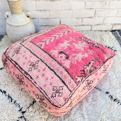 Pink and Black Moroccan Floor Cushion