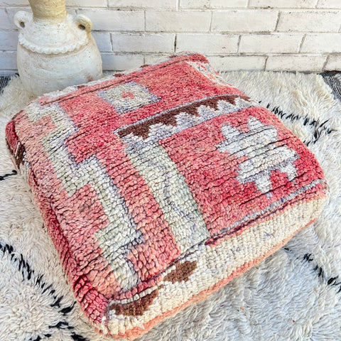 Faded Rose and Brown Moroccan Floor Cushion