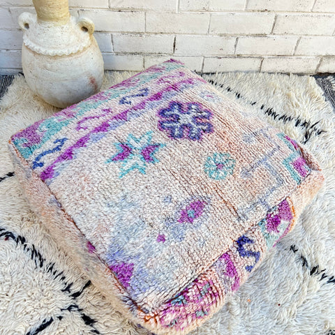 Lilac and Blue Moroccan Floor Cushion