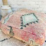 CLEARANCE - Faded Moroccan Pink and Light Blue Moroccan Floor Cushion