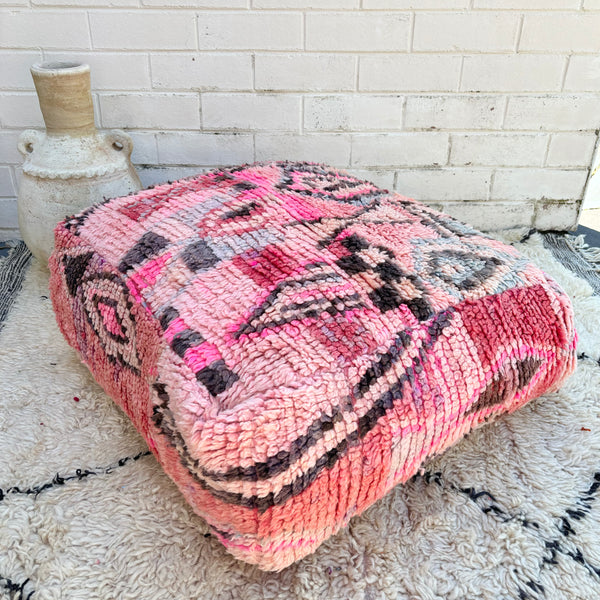 Pink and Charcoal Moroccan Floor Cushion – Boho Morocco