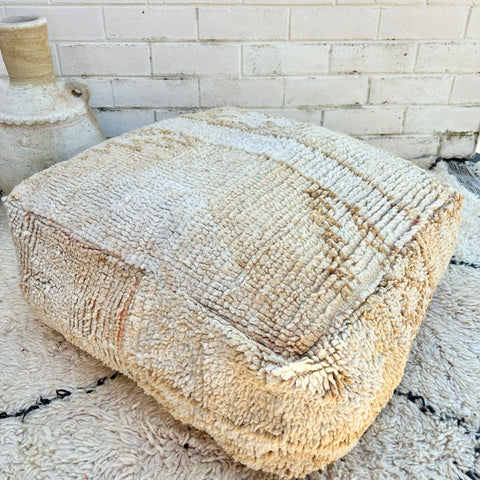 Beige and Oat White Moroccan Floor Cushion