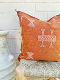 Rust with White Cactus Silk Cushion