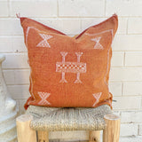 Rust with White Cactus Silk Cushion