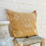 Golden Sand with White Cactus Silk Cushion