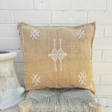 Faded Golden Sand with White Cactus Silk Cushion