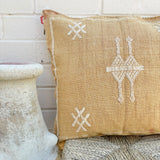 Faded Golden Sand with White Cactus Silk Cushion