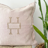 Faded Pink with Brown Cactus Silk Cushion