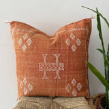 Rusty Red with White Cactus Silk Cushion
