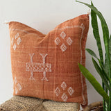 Rusty Red with White Cactus Silk Cushion