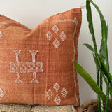 Rusty Red with White Cactus Silk Cushion