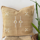 Desert Sand with Yellow Cactus Silk Cushion