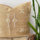 Desert Sand with Yellow Cactus Silk Cushion
