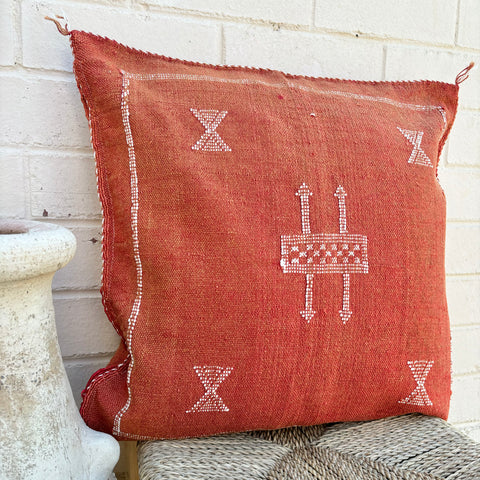 Faded Crimson with White Cactus Silk Cushion