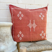 Very Faded Crimson with White Cactus Silk Cushion