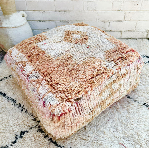 Faded Rust and Cream Moroccan Floor Cushion